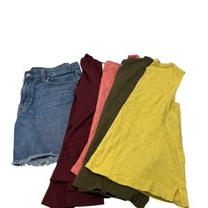 Old Navy Women's Summer 5 Piece Bundle Sz 8 Raw Hem Short, L & M Tank & Hoodie